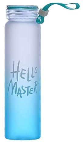 ترمس حراري معزول بتصميم هالو ماستر مع شريط يد مطاطي، 450 مل- تركواز شفاف، بلاستيك