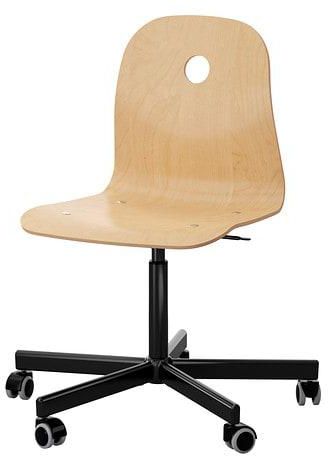 VÅGSBERG / SPORREN Swivel chair, birch veneer, black