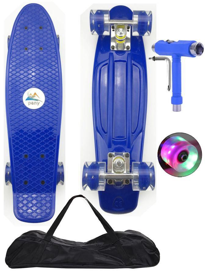 Pany PU Flash Wheels Fish Shape Skate Board With Carrying Bag & Tool - Dark Blue