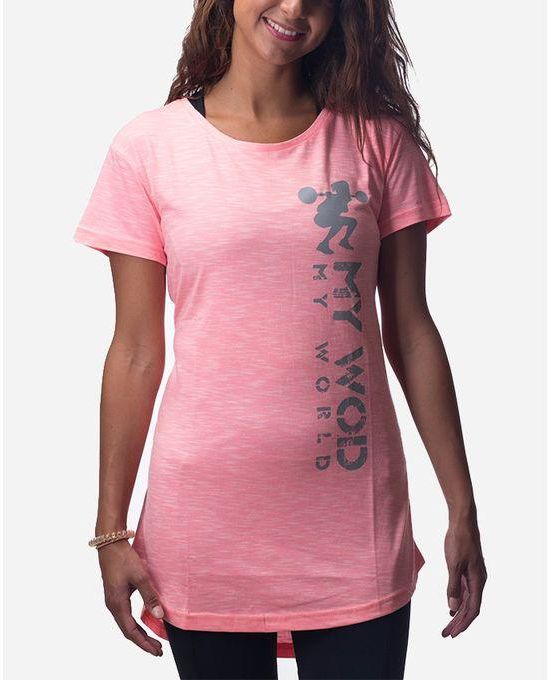 Gym Apparel Front Printed “WOD” T-Shirt – Salmon