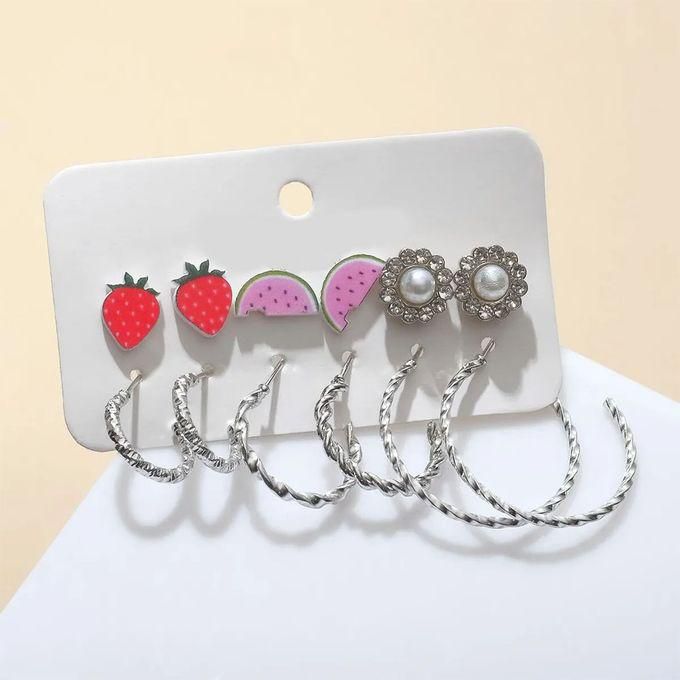6 Pairs Women Circle Vintage Dangle Earring Set - Different Shapes