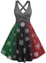 Plus Size Christmas Tree Snowflake Plaid Ombre Criss Cross Dress - 5x