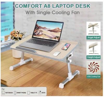 Foldable Laptop Table Height Adjustable Desk With Cooling Fan Tray Legs Bed Working Reading And Writing Eating