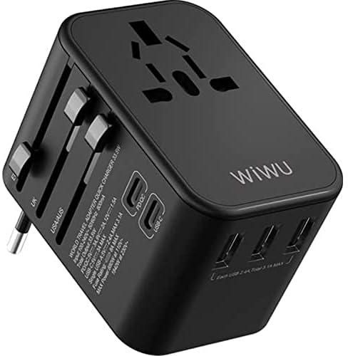 WiWU UA-303B Universal Plug Adapter, Black, USB