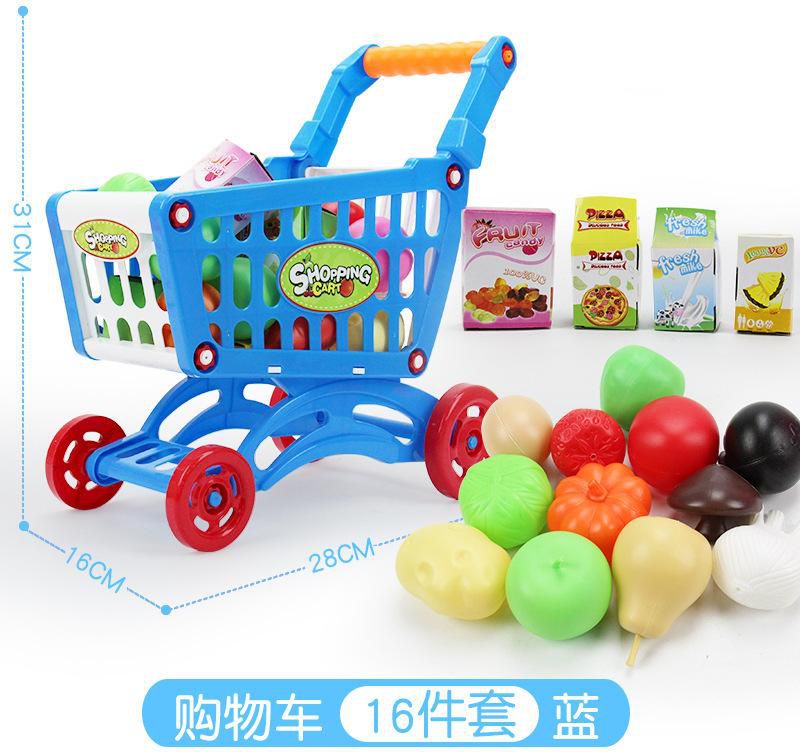 Koolkidzstore Kids Toys Shopping Cart 16pcs Toys (Blue - Pink)