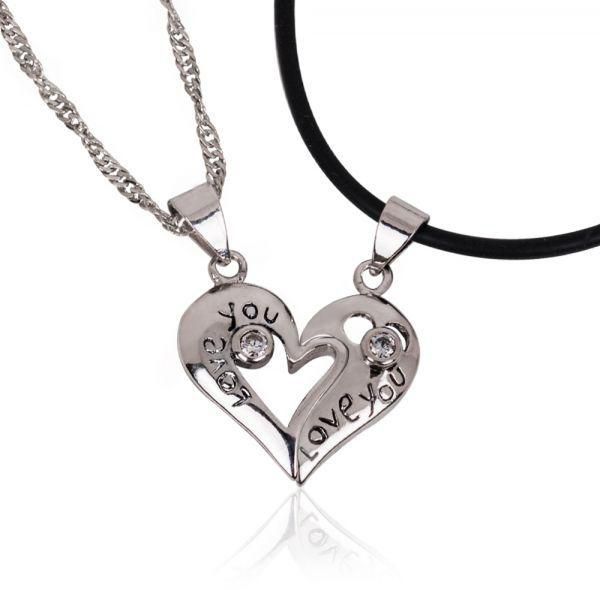 Mysmar Heart Pair Silver Pendant Necklace, MM505