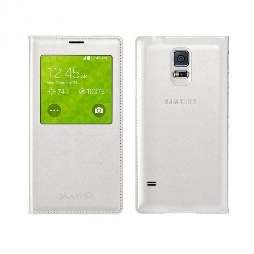 SAMSUNG Galaxy S5 G900 S-View Flip Cover Support all Functions, White