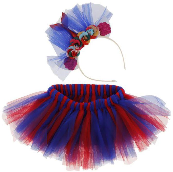 Generic Girls Tutu Skirt Dress Mermaid Flower Headband Set Princess Dress L