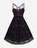 Plus Size Lace Up Grommets Cross Girl Print Mesh Crisscross Vintage Dress - 4x | Us 26-28