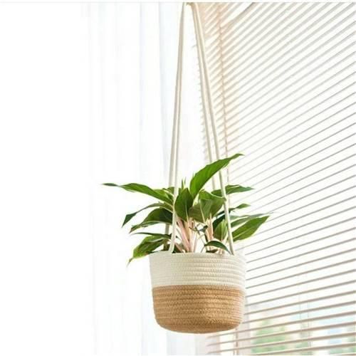 Decorative Hanging Basket, White/Beige - B704