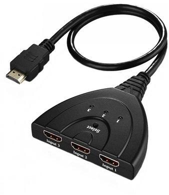 3-Port HDMI Splitter Pigtail Adapter Cable Black