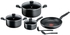Tefal Dark Stone 9 pc set Non-stick Cooking Set, Safe coating Cookware, Heat indicator, Ergonomic handles, Glass lid,B491S985