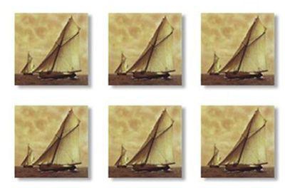 Photo Block Ocean View Set of 6 Fiberboard wood Tea Coaster - 9 x 9 cm