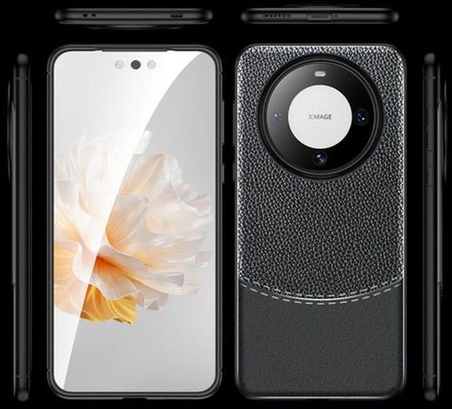 For Huawei Mate 60 Pro Plus , Litchi Carbon Fiber Case - Anti-Shock - Black