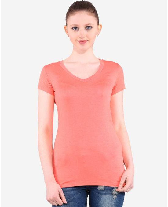 Ravin V-Neck Basic T-Shirt - Coral Red