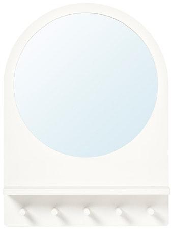 SALTRÖD Mirror with shelf and hooks, white