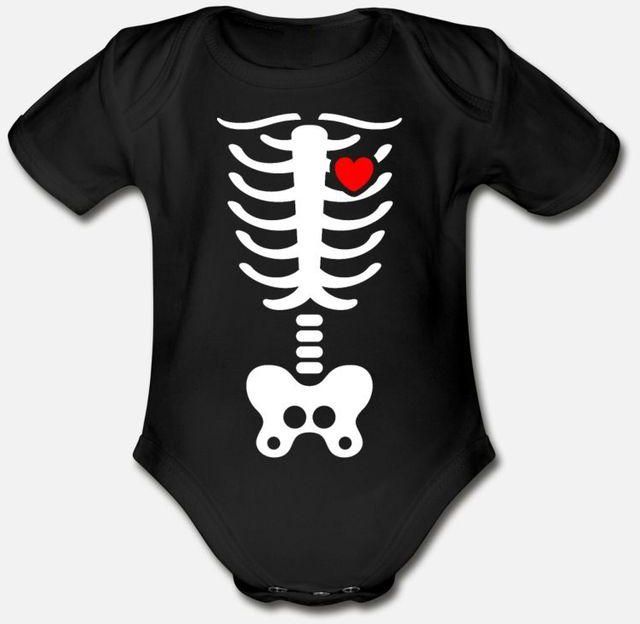 Skeleton Costume Halloween Shirt Organic Short Sleeve Baby Bodysuit