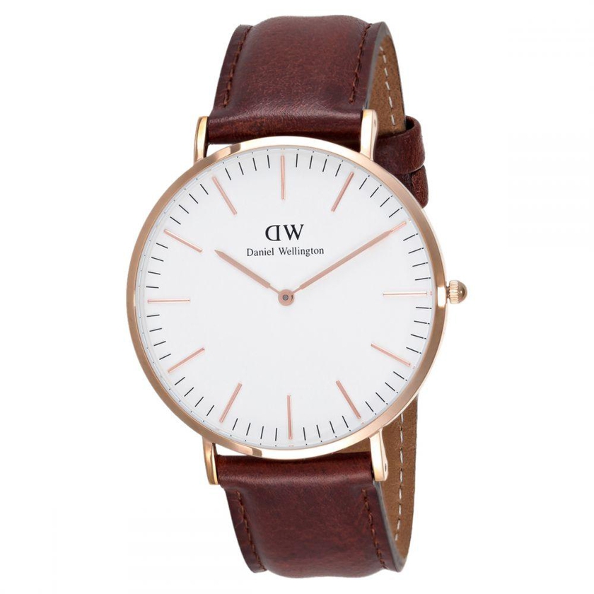 Daniel Wellington Classic St Mawes Men's White Dial Leather Band Watch - 0106DW