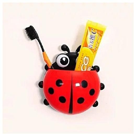 Generic Plastic Ladybird Toothbrush Organizer – Red