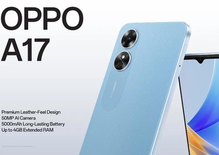BRAND NEW SEALED OPPO A17 4GB RAM 64GB ROM DISPLAY 6.5 INCHES REAR CAMERA  50MP + 2MP BATTERY CAPACITY 5000MAH ANDROID 12 WITH A YEAR WARRANTY