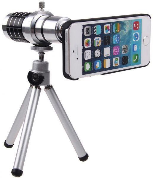 12X Zoom Telescope Phone Camera Lens Kit Tripod Case For iPhone 5 5S 5C