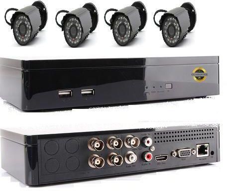 جهاز تسجيل مراقبة أربع قنوات سعة تخزين 500 جيجا بايت مع أربع كاميرات حماية خارجية ليلية نهارية