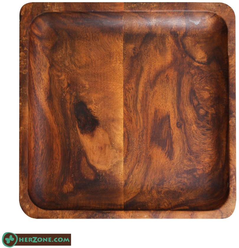 Square Dark Wooden Plate 20 cm
