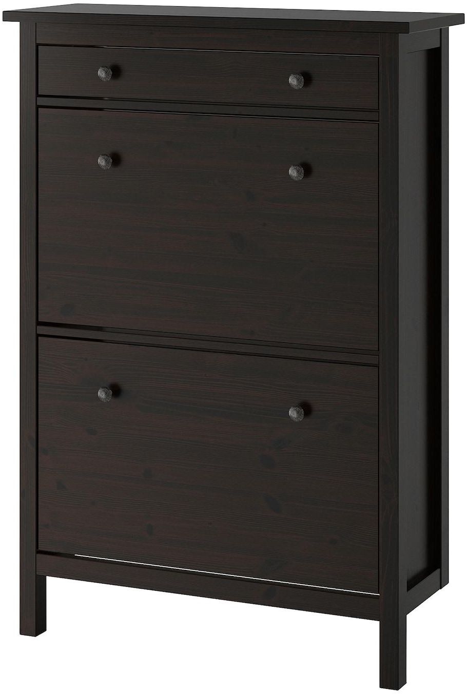 HEMNES Shoe cabinet with 2 compartments - black-brown 89x30x127 cm