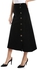 Kady Ribbed Pattern Elastic Waist A-Line Skirt - Black