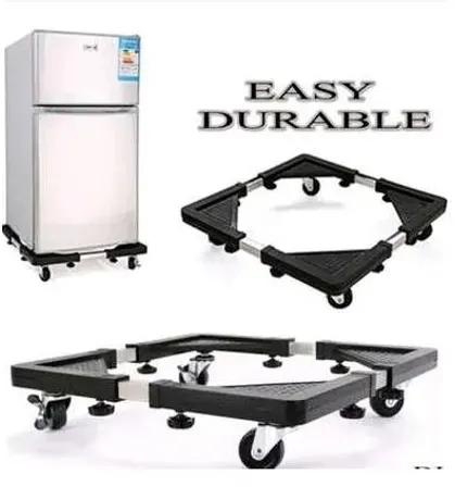 Adjustable Heavy Duty Movable Wheel Special Base for Washing Machine and Fridge Refrigerator Stand Basement Black