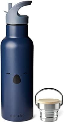 Nuuroo Bertil Big Koala Stainless Steel Water Bottle, 500 ml Capacity, Black Iris