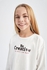 Defacto Girl - Cropped Fit Crew Neck Knitted Long Sleeve Body - Ecru