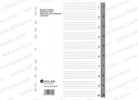 Deluxe Divider Plastic PVC Grey A4 with numbers 1- 6