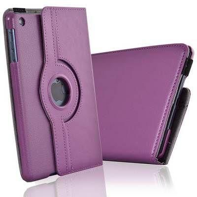 Smart Sleep Wake PU Leather Plain Glossy Gel Case Cover for iPad Mini Purple