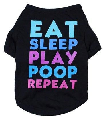Quote Printed Dog T-Shirt Black/Blue/Pink 3XL
