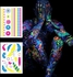 Neon Tattoo Stickers Black Lights for Glow Party Blue Luminous Temporary Tattoos 4 Sheets UV Jewellery Body Shimmer Fake Skin Tattoo for Women Girls Body Face Art Accessories