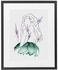 ملصق تزييني بتصميم بسيط على شكل فتاة وزهور اللافندر مزوّد بإطار متعدد الألوان 50x40سم