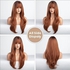 Long Chestnut Synthetic Hair Curly Layered Wig With Bangs And Middle Parting In Orange