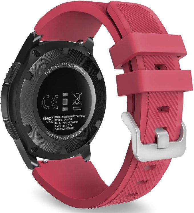 Tentech Sport Silicone Band 22mm Suitable For Huawei Watch 3/3 Pro/GT2 Pro/GT2e/GT2/GT 46mm - Samsung S3 And S4 46mm - Watch Active 2 44mm - Watch 3 45mm - Honor Magic 2 46mm - Rose Red