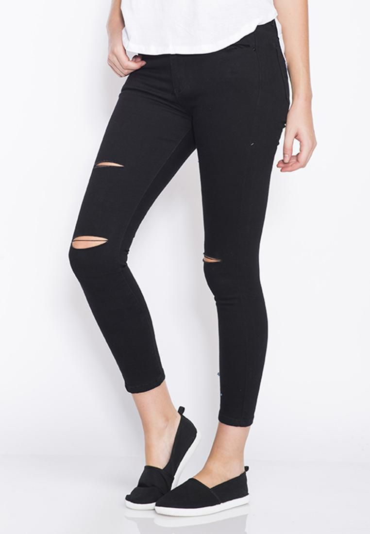 Sass - Ripped Skinny Jeans -  Black
