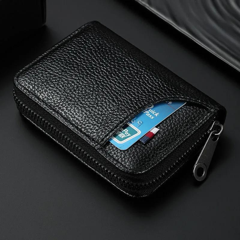 Leather multi-card position card holder for men and women large-capacity bank card holder simple and compact card holder card holder wallets leather clip bag
