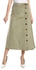 Kady Ribbed Pattern Elastic Waist A-Line Skirt - Light Olive