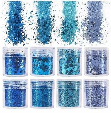 Glitters Sequins, Chunky and Fine Glitter Mixed for Crafts Body Face Hair Makeup Nail Art 8 Boxes