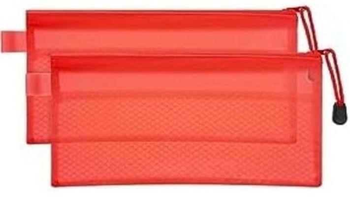 2 Pcs Double Layer Waterproof Plastic Pencil Case Zipper Pencil Bag