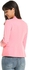 Meaneor Fashion Casual Open Front Stand Collar Side Zip Blazer Jacket-Pink
