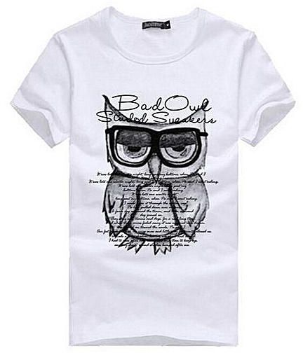 Generic Tectores New Men Boy Printing Owl Tees Shirt Short Sleeve Cotton T Shirt Clothes Gift