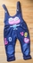 Cotton Denim Dungaree With Cartoon Long Sleeve T-Shirt - Blue And White