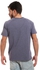 Ted Marchel Short Sleeves Cotton Henley Shirt - Heather Navy Blue