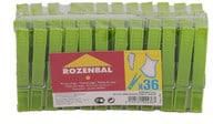 Rozenbal Plastic Clothes Pegs 36 Pegs - Green