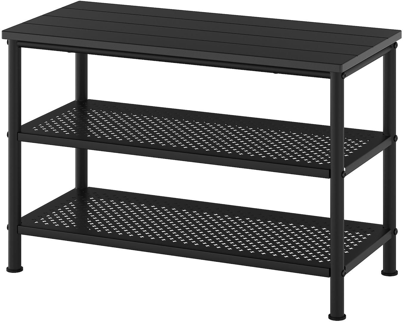PINNIG Bench with shoe storage - black 79x35x52 cm
